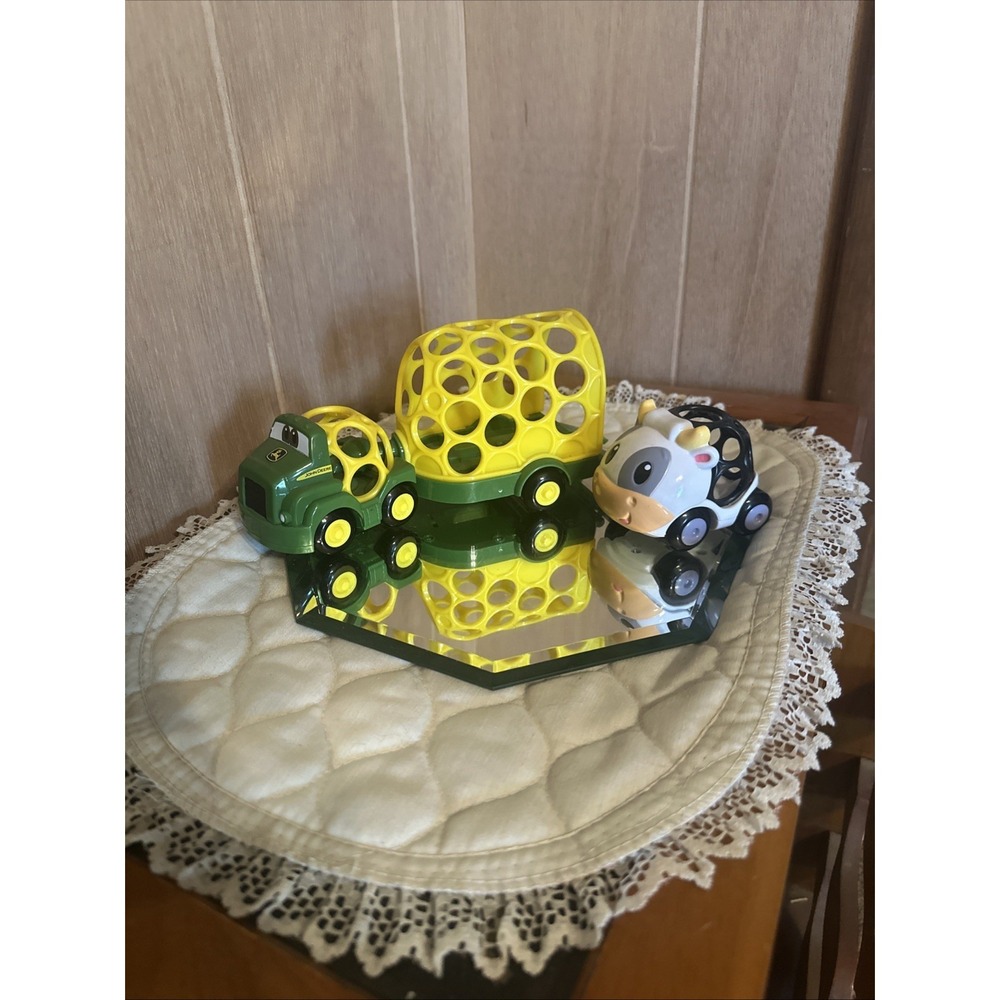 Oball Go Gripper John Deere Tough Hauler Truck & Trailer With Cow Car